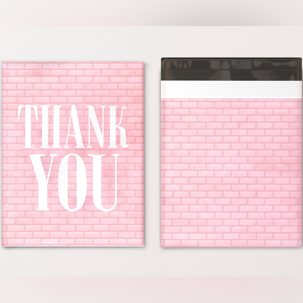 Set of 20 Pink Brick Thank You Poly Mailers 10x13 Boutique Packaging